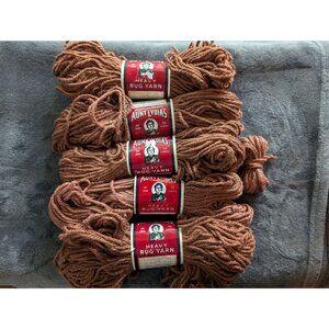 American Thread Aunt Lydia's Heavy Rug Yarn Lot of 5 Skeins - 245/420 Brown